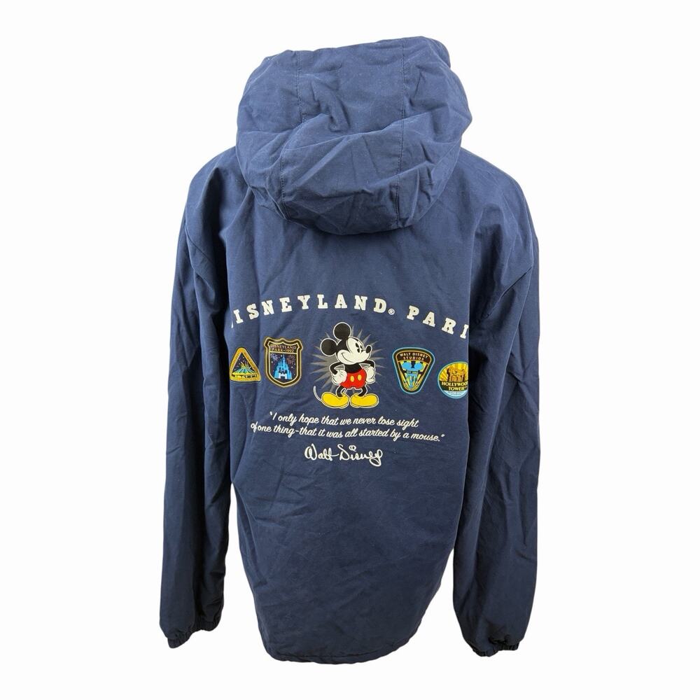 Disneyland Paris Mickey Mouse Jacket Adult M Navy Hooded Fleece Lined Full Zip